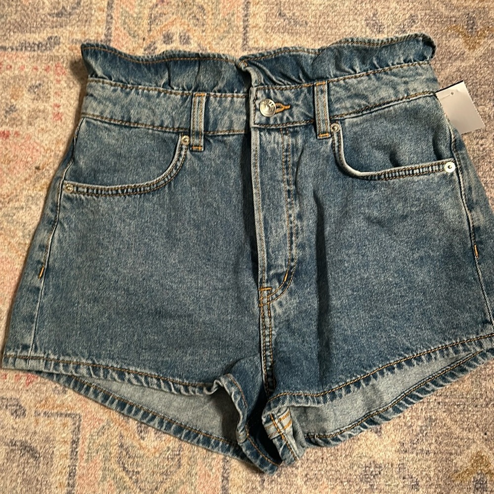 Retro denim high waist shorts
